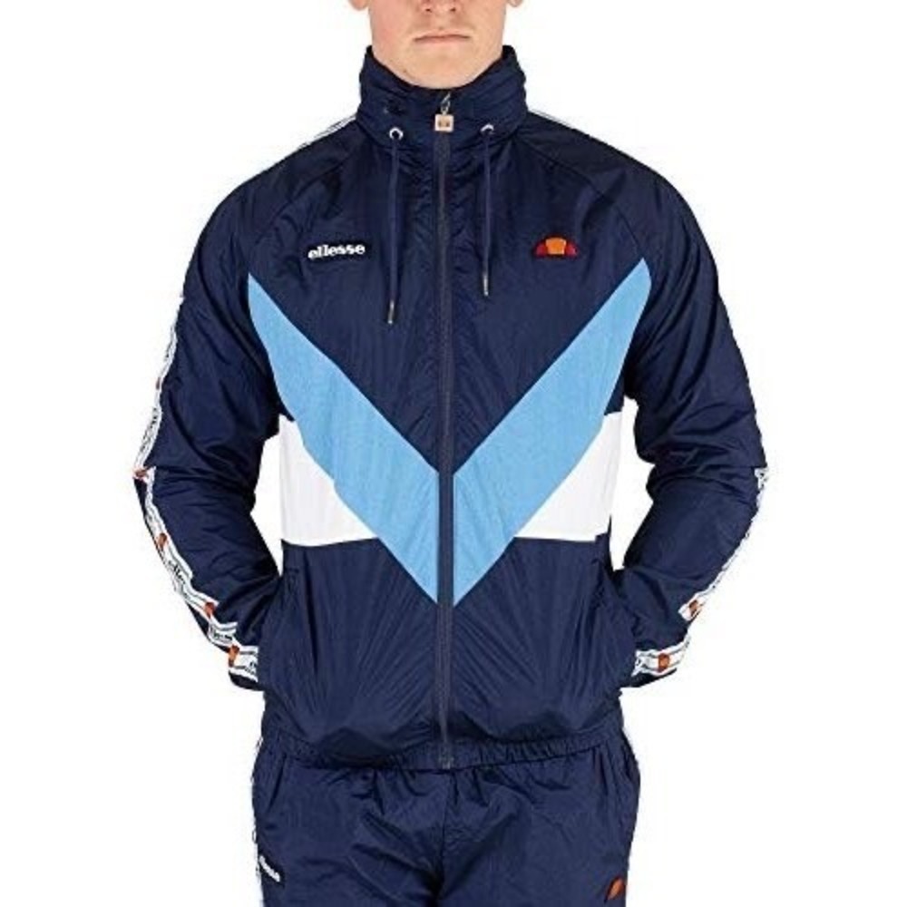 Ellesse Gerano Track Jacket Mens Navy Blue Colorblock pWindbreaker Logo Tape M